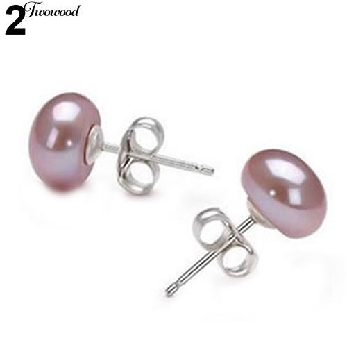 Faux Pearl Ear Stud Earrings Perak Disepuh Percing Perhiasan Hadiah