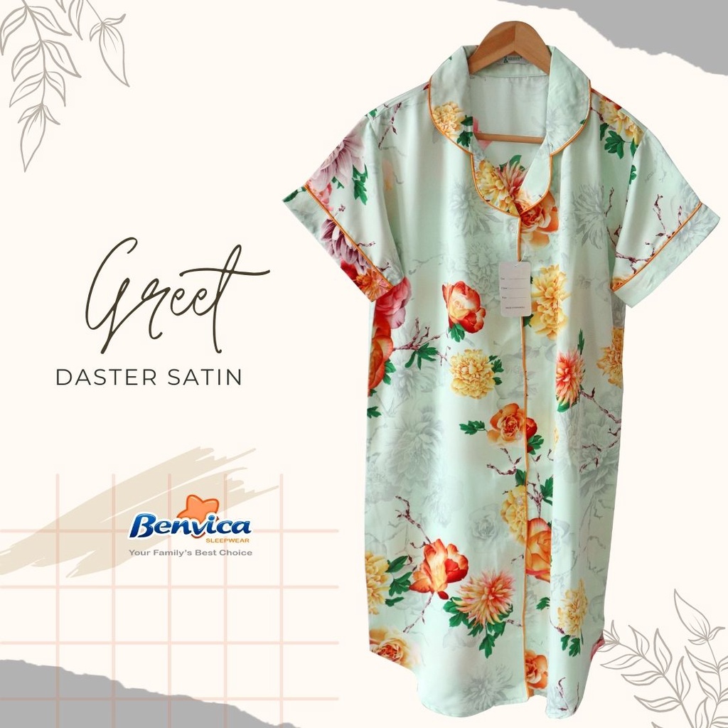 BAJU TIDUR DASTER SATIN PREMIUM GREET all size banyak motif