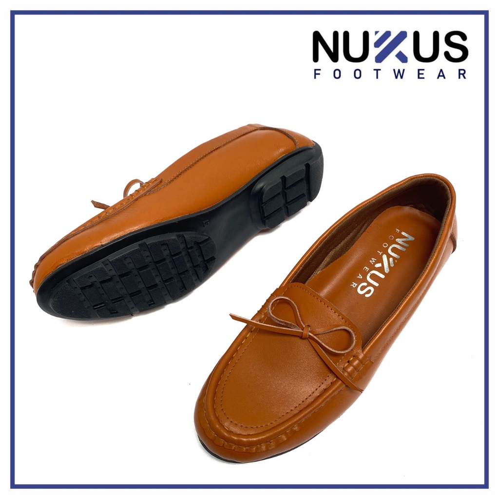 Nukus Sepatu Kerja Wanita Flat Shoes Kulit Sapi Asli Coklat  Tan - SPW PT