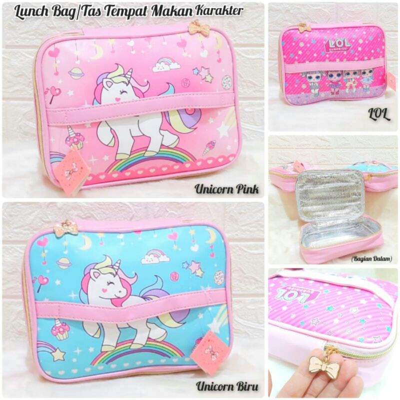 LUNCHBAG LOL UNICORN / TAS TEMPAT MAKAN / LUNCH BAG KARAKTER / TAS BEKAL