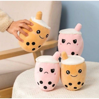 Boneka Bantal Guling Boba Mini 15x10 cm Velboa Murah Murah Banget Ukuran Mini Gemoy Lucu