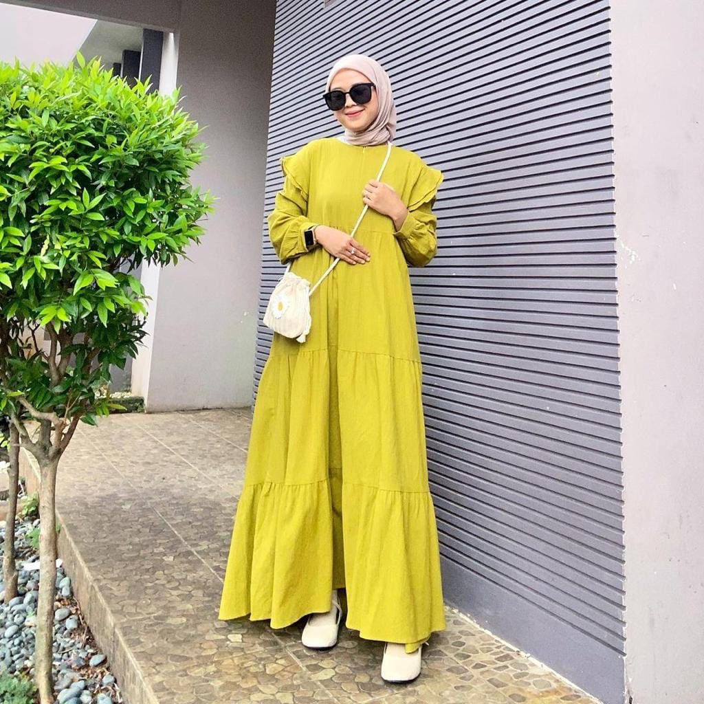 1KG MUAT 4PCS | LESTA DAILY DRESS MAXY PANJANG RUFFLE HITS OOTD SELEBGRAM FASHION GROSIR MURAH WANITA