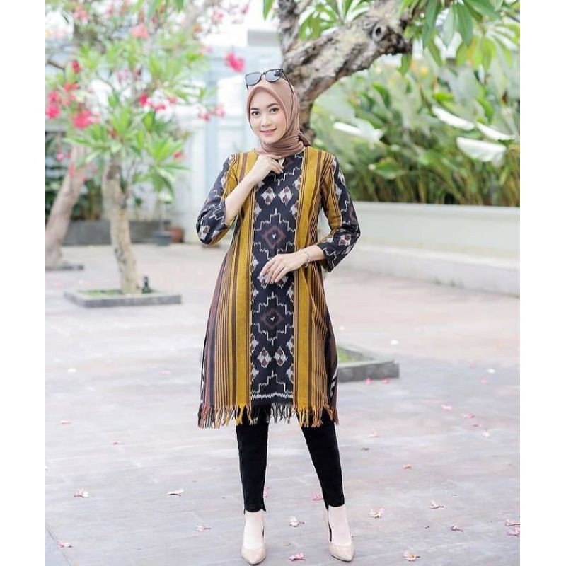 Jual Aneka Macam Baju Dress A Line Tenun Ikat Blanket Etnik Jepara