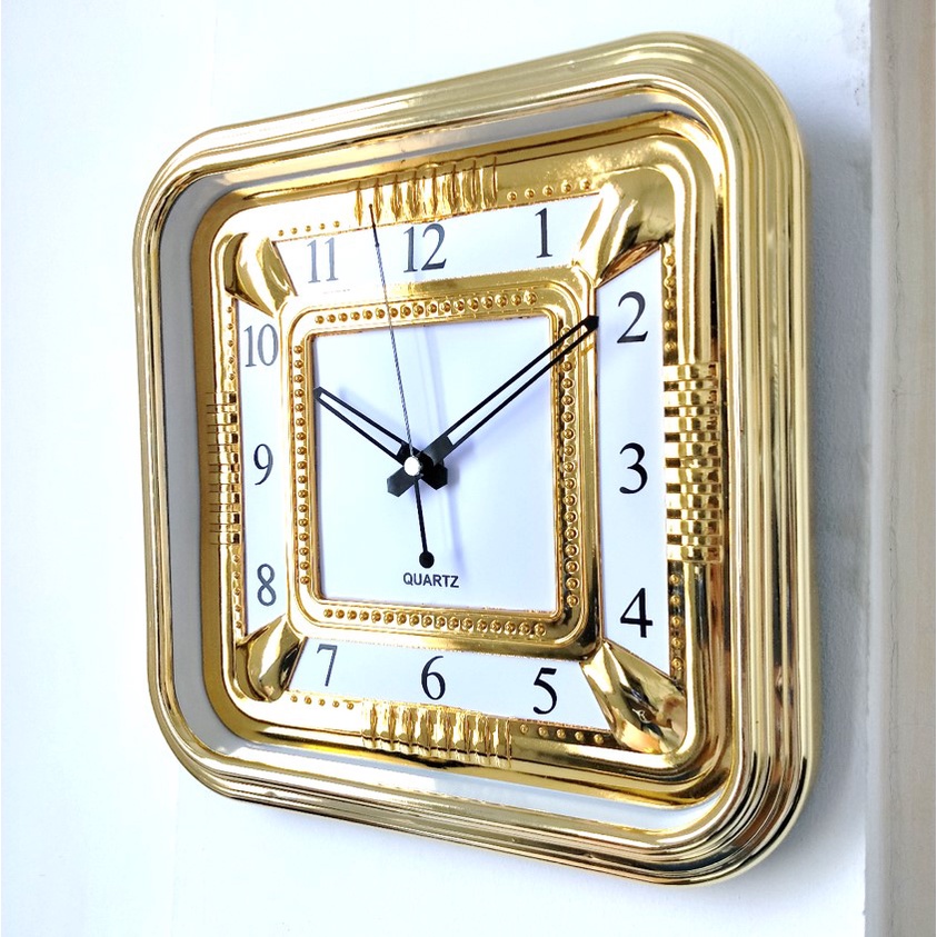 Jam Dinding Vintage Silent Movement Jam Dekorasi Warna Gold 30cm