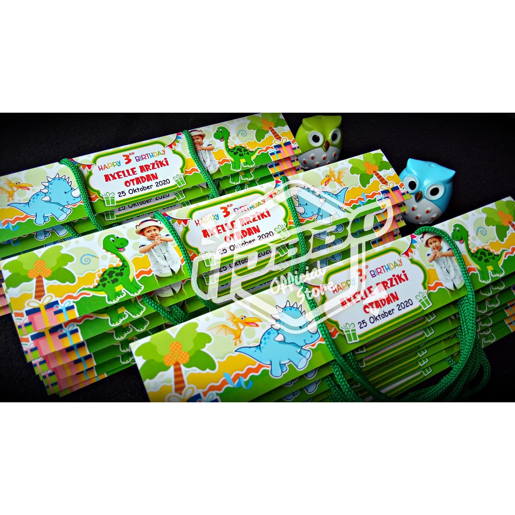 25x4 cm - Goodie Bag Plastik Ulang Tahun - Label Tas Snack Jajan Ultah Custom-2