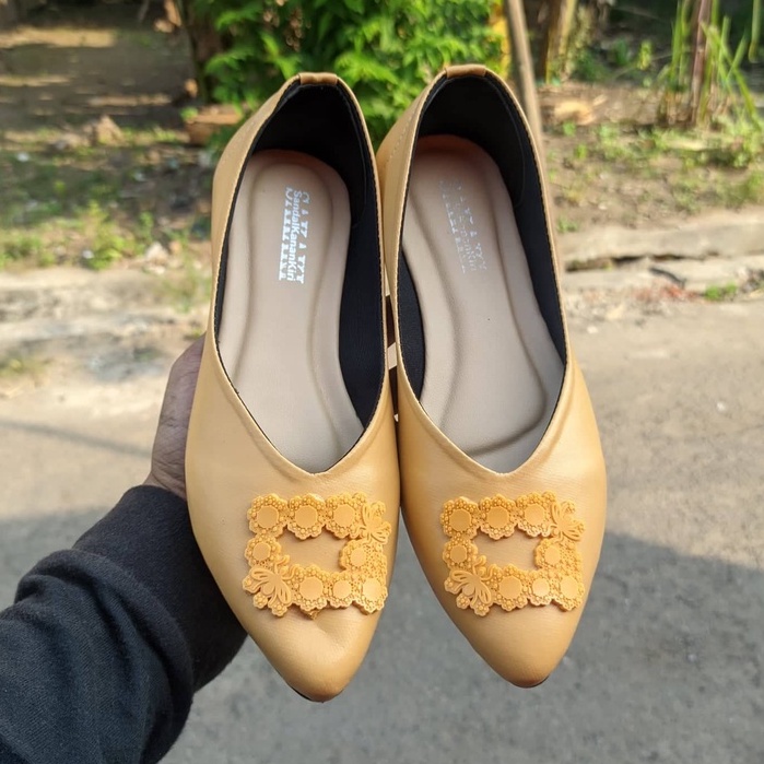 SAKAKI - Sepatu Perempuan Flatshoes Wanita Selop Mules slip onTerbaru Lentur Sol Karet flat shoes Sepatu Balet