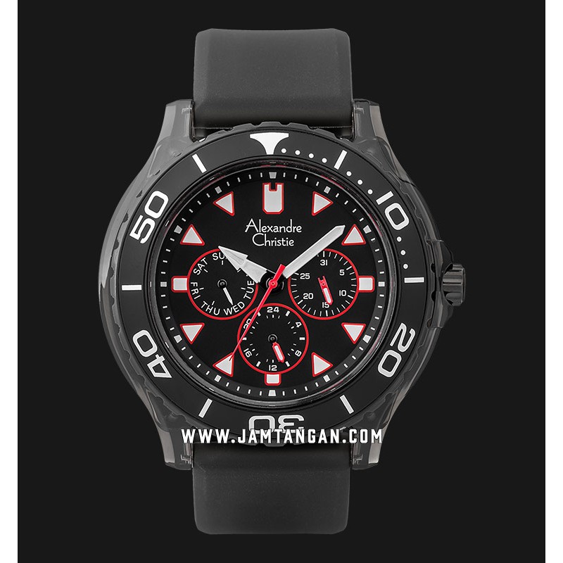 Alexandre Christie AC 6531 MF LIPBAOR Men Black Dial Black Rubber Strap