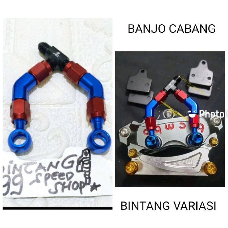 Banjo Cabang / Sambungan Selang Rem ke Kaliper 4p / 4 Piston 2 Pin