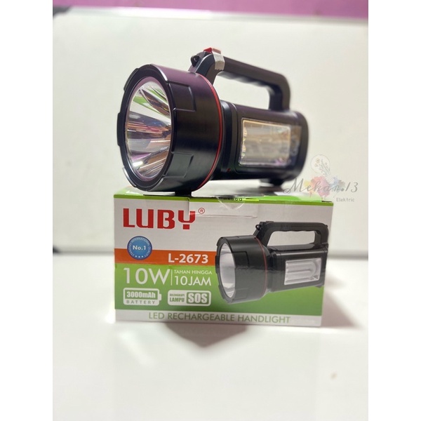 Senter 10 Watt &amp; Emergency Luby L-2673 Rechargeable Tahan hingga 10 jam