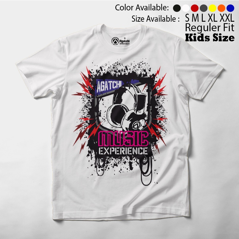 Agatchi - Music Experience - Headphone , Baju Anak / Kaos Atasan Anak Laki Laki / Kaos Distro Anak / Kids T Shirt