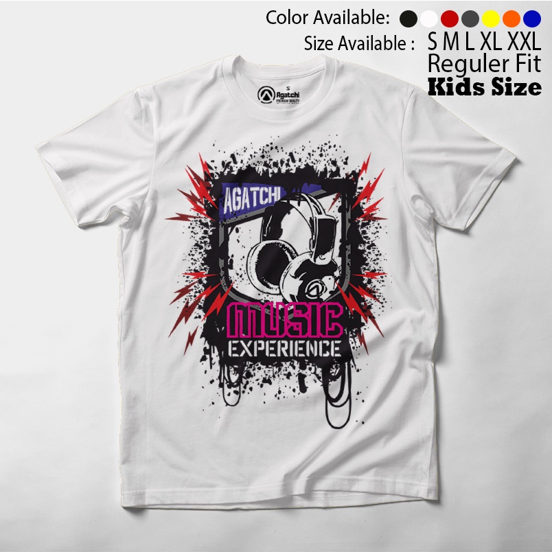 Agatchi - Music Experience - Headphone , Baju Anak / Kaos Atasan Anak Laki Laki / Kaos Distro Anak / Kids T Shirt