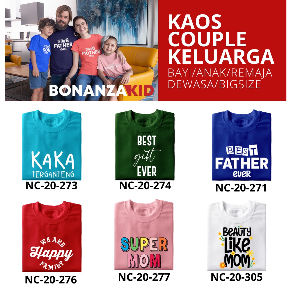 Kaos Couple Keluarga Bayi Anak Remaja Dewasa Gratis Sablon Nama