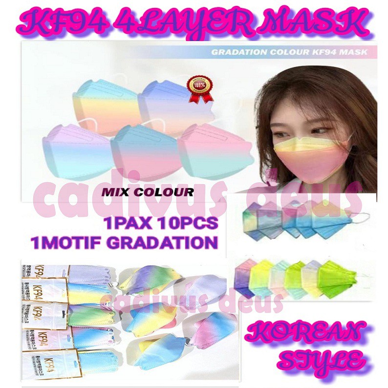 MASKER KF94 - ISI 10PCS - BATIK - FLORIST - RAINBOW