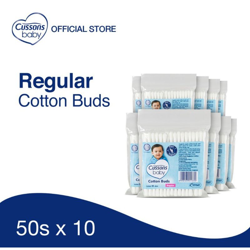 Grosir Cussons Baby Cotton Buds 50's Reguler Multi - Pack (50's×10 Bungkus)