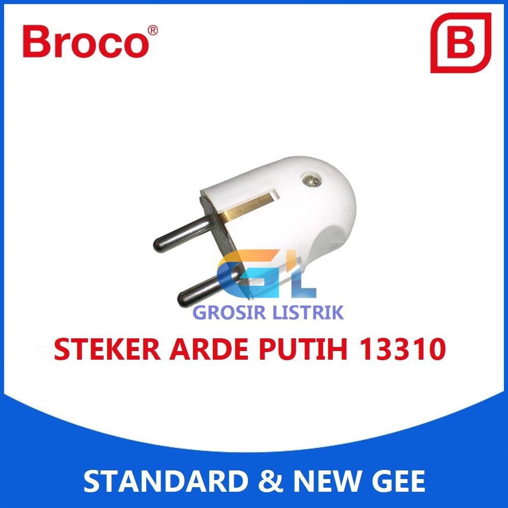 Broco Steker Arde New Gee Putih 13310 Colokan Bulat 2P White Original Grosir Promo Murah