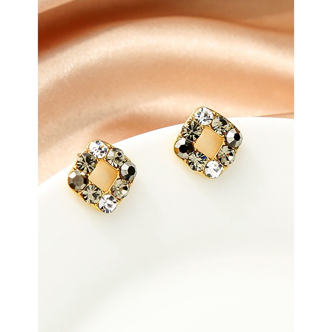 LRC Anting Tusuk Fashion Geometric Diamond-shaped Geometric Square Alloy Earrings K48291