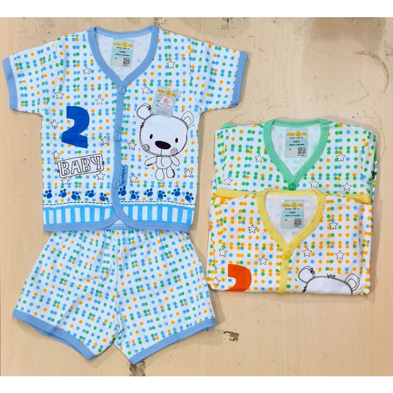 3 pcs setelan pendek nb /0-6m Chiko cik  SNI full cotton