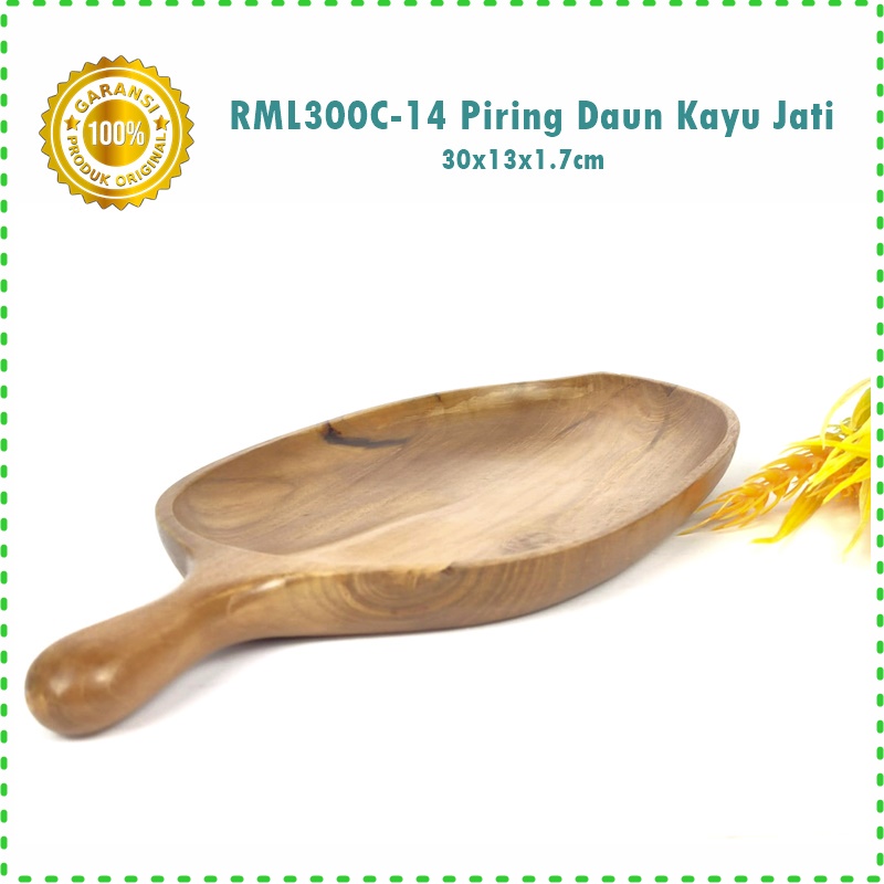 RML300C-14 Piring Sajian Bentuk Daun Besar Kayu Jati