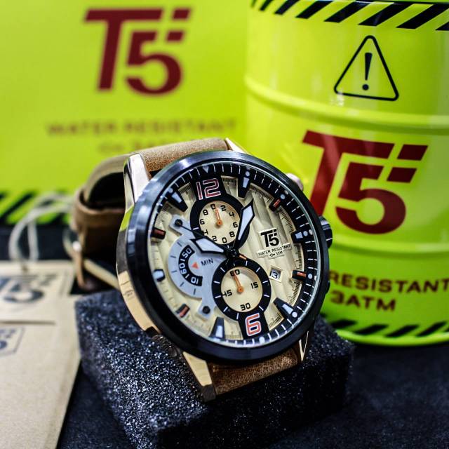 Jam T5 H 3630 leather chronograph bergaransi free box