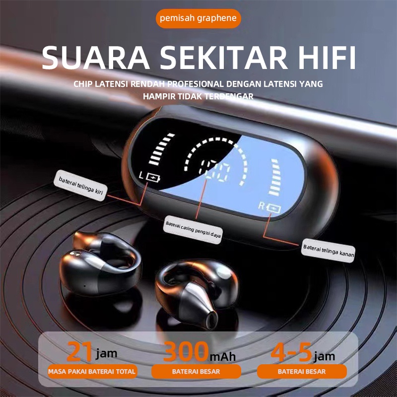 Headset bluetooth konduksi tulang klip telinga TWS HiFi Stereo Tidak ada rasa sakit untuk dipakai untuk waktu yang lama