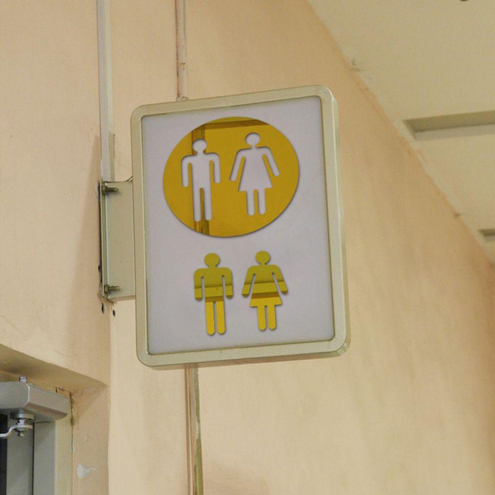 Solighter Toilet Tanda Masuk Removable Pintu Kamar Mandi WC Dekorasi Permukaan Cermin Decal
