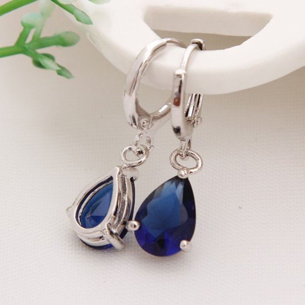 Anting Hoop Cubic Zirconia Bentuk Teardrop Untuk Wanita