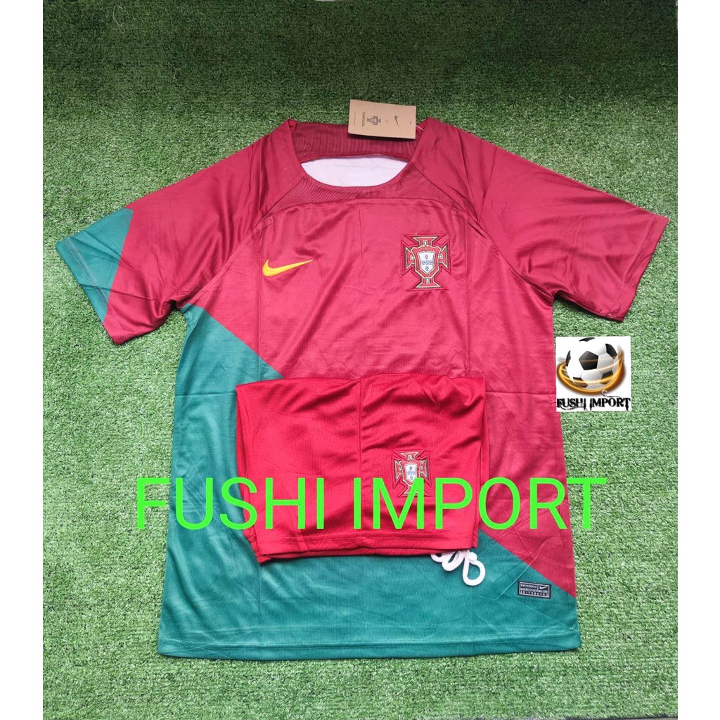 Setelan Jersey Baju Bola Portugal Home World Cup Piala Dunia 2022 ( Fullset Satu Set ) Grade Ori