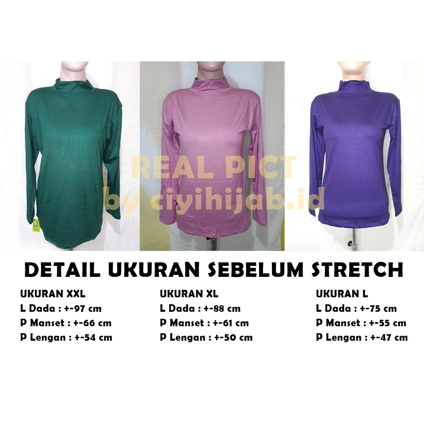 Manset Cewek Lengan Panjang Adem Dalaman Baju Kebaya Manset Baju Sampai Leher Manset Bahan Kaos