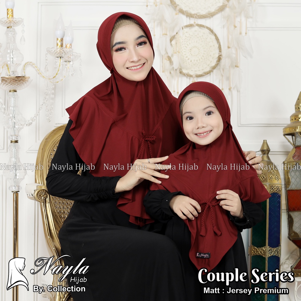 Kerudung Instan Tali Kepang COUPLE SERIES Ibu dan Anak  Jilbab Instan Jersey Airis Terbaru Nayla Hija'b