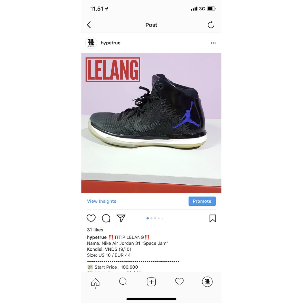 Terlaris  Nike Air Jordan 31  Space Jam   Murah