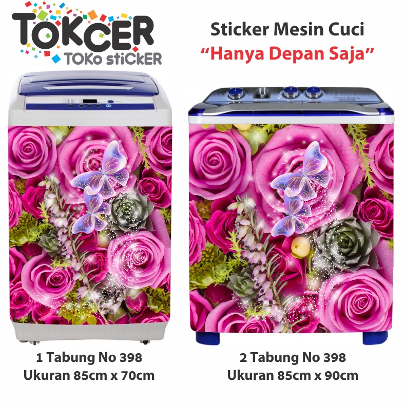 Stiker Mesin Cuci 1 atau 2 Tabung Motif KUPU-KUPU