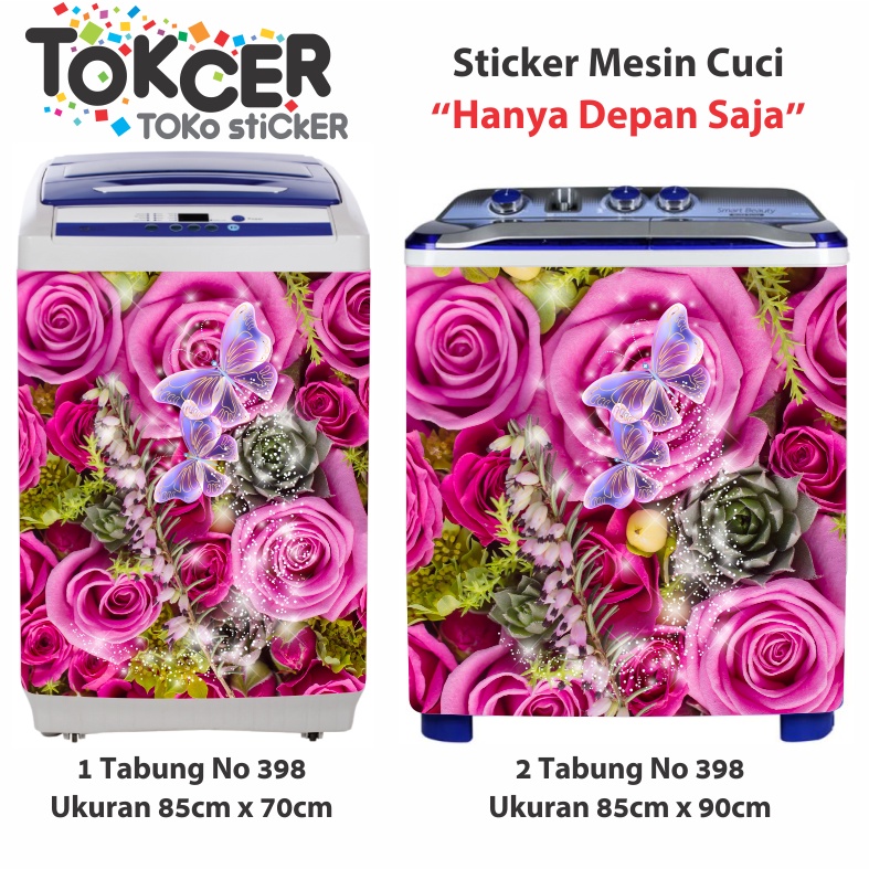 Stiker Mesin Cuci 1 atau 2 Tabung Motif KUPU-KUPU