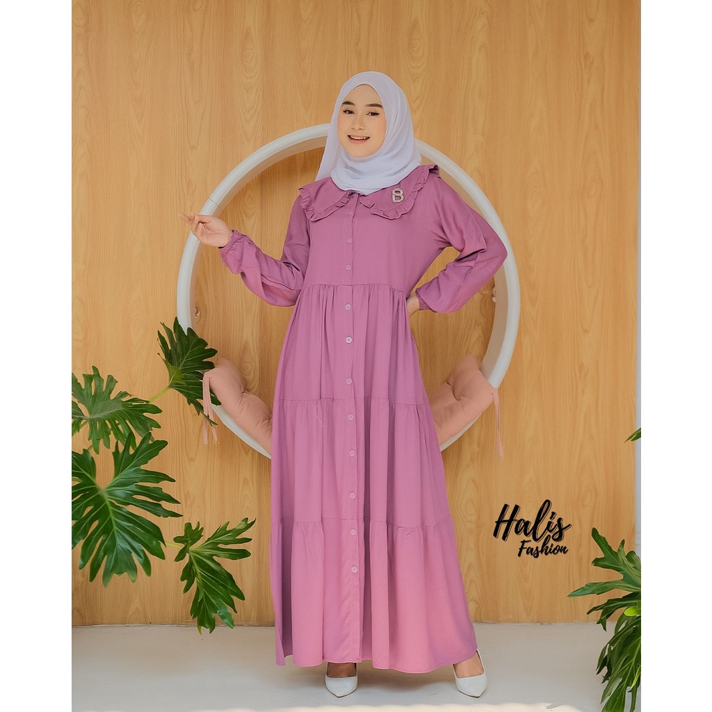 Gamis anak Adiba dress coupel mom &amp; kids katun twill adem sweet model ori halis fashion couple baju manasik putih anak