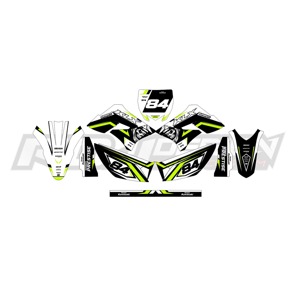 DECAL STICKER KLX/DTRACKER 150 LAMA (018) DEKAL STIKER HITAM PUTIH HIJAU