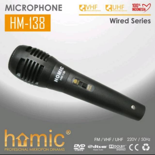 Microphone Homic HM-138 - Mic Kabel - Mic Homic - Original Homic - Mic Single