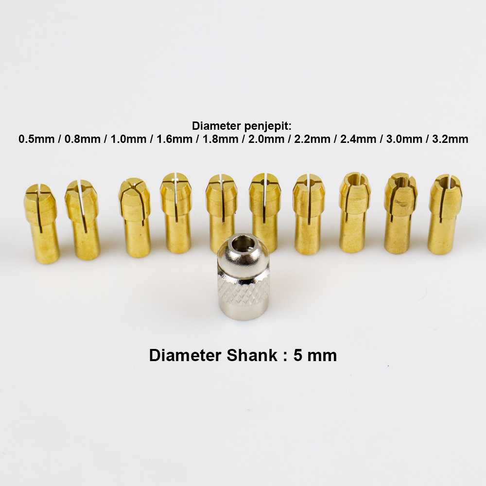 (100% BARANG ORI) Taffware Chuck Mata Bor Drill Brass Collet 11PCS - DMPJ-31