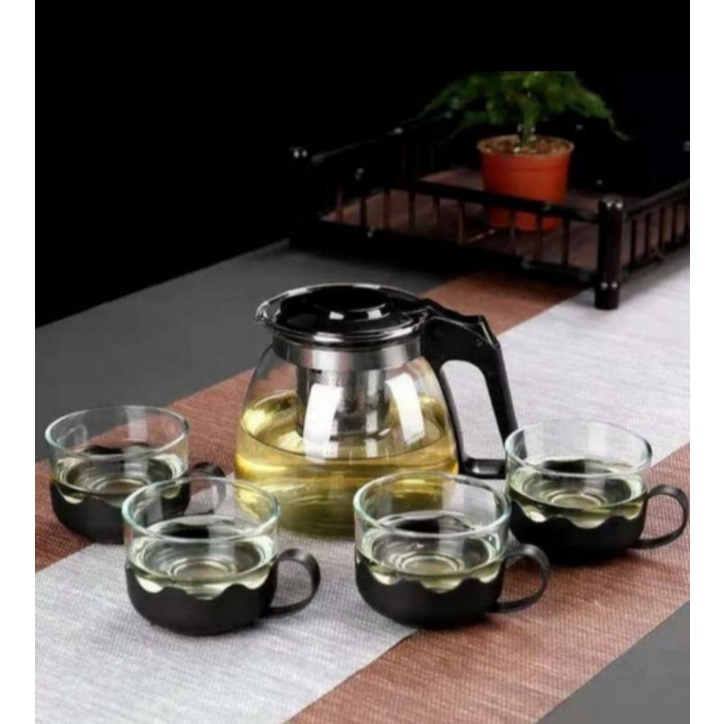 Teapot Set 5 IN 1 tea pot kaca Teko Teh