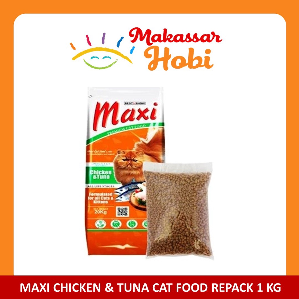 Makanan Kucing MAXI Chicken &amp; Tuna Cat Food Repack 1kg 1 Kg