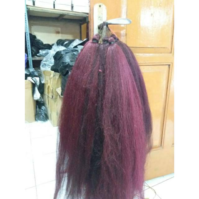 RAMBUT CEMARA TANPA TULANG MERAH MAROON OPLOS HITAM