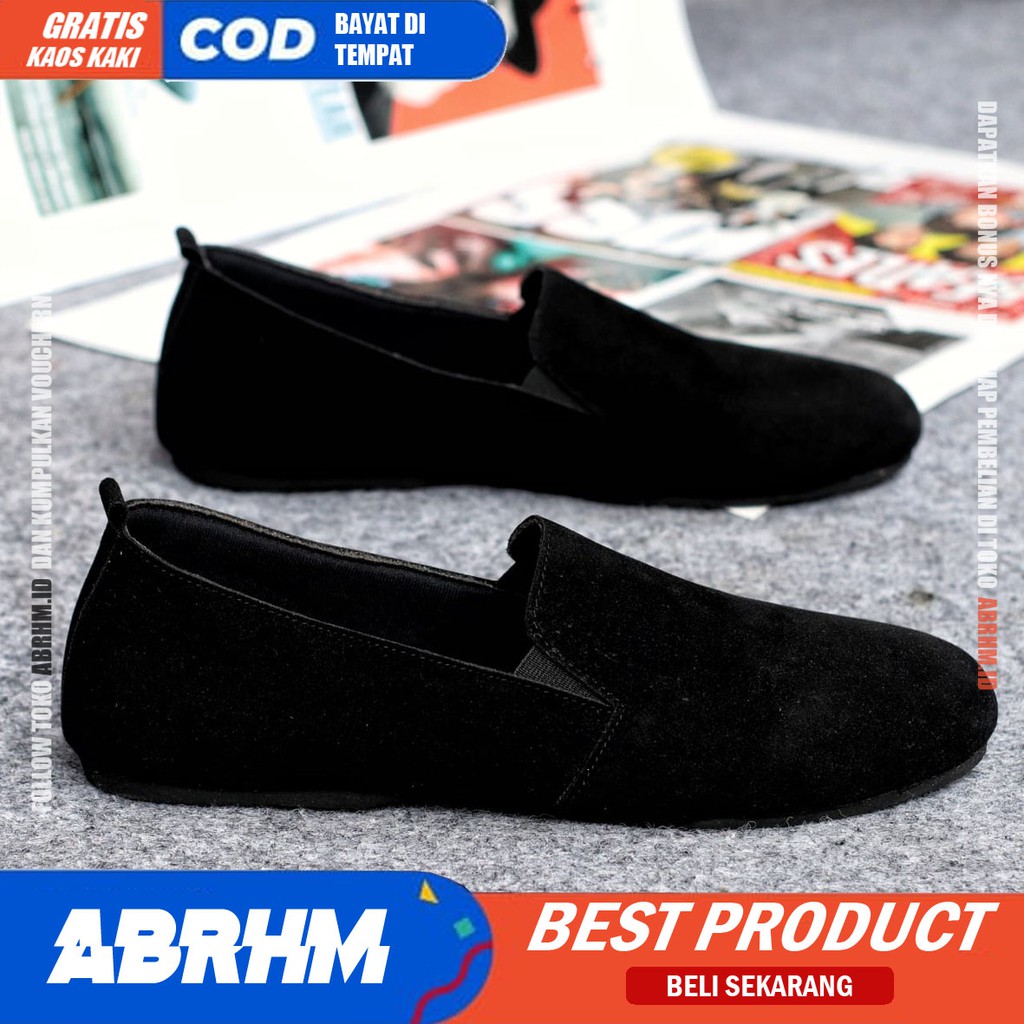 ABRHM X CHORD Sepatu Slip On Pria Sepatu Casual Pria Kulit PU AntiSlip Cowok/Cowo Sepatu Pria Casual