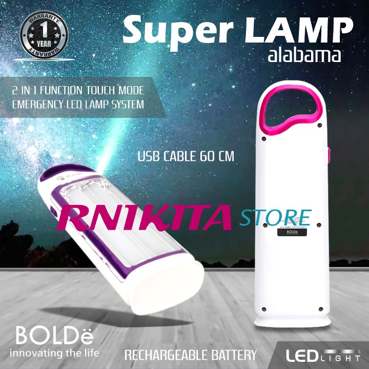 SUPER LAMP BOLDe 2 IN 1 ALABAMA - Lampu Emergency LED - USB Rechargeable