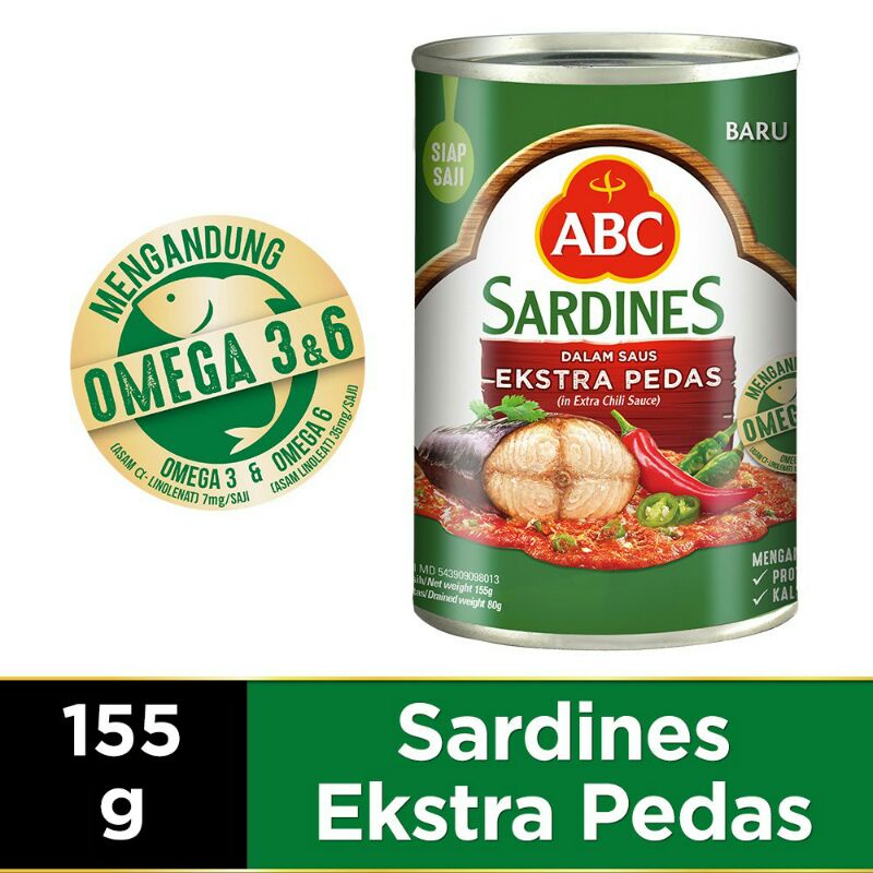 

ABC SARDINES XTRA PEDAS 155Gram