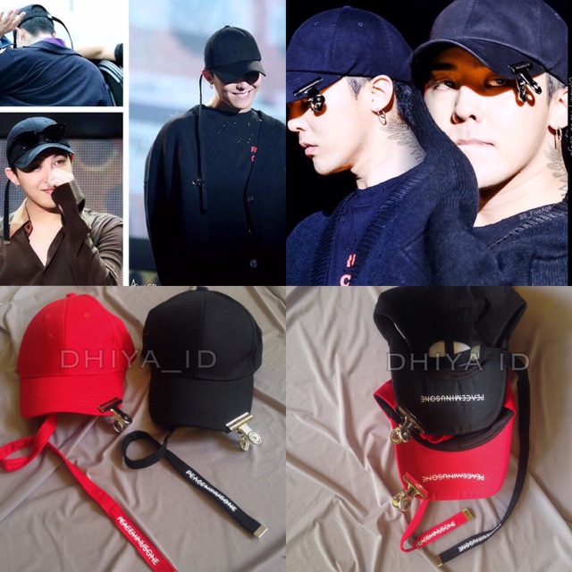 GD Gdragon Baseball Cap Long Strap peaceminusone KOREA MURAH / Hat with Clip / BIGBANG