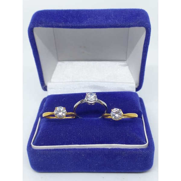 cincin solitaire segi 8 mp/ cincin perak asli silver 925 lapis emas/ cincin fashion wanita impor