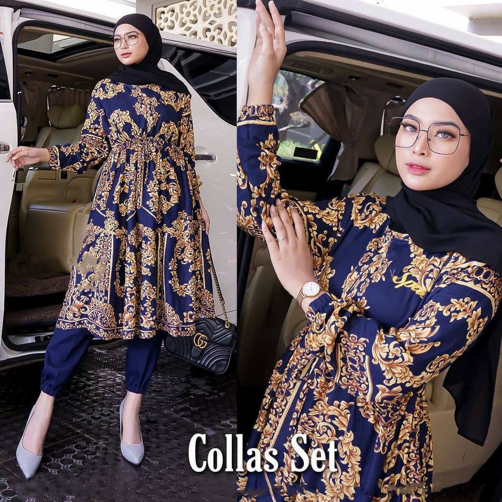 Collas Set Setelan Baju 2in1 Fashion Muslim Wanita Terlaris Pakaian Wanita Setelan Gamis Baju gamis