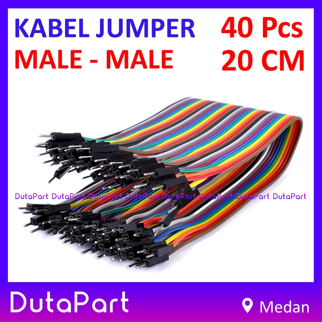 40Pcs Kabel Jumper 20cm MALE to MALE Dupont Cable Wire Pelangi