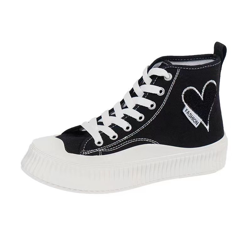 9.9 HAPPY SHOPPING DAY GA0591 SEPATU KANVAS WANITA KOREA IMPORT CASUAL SPORT SHOES P-95-Black/White