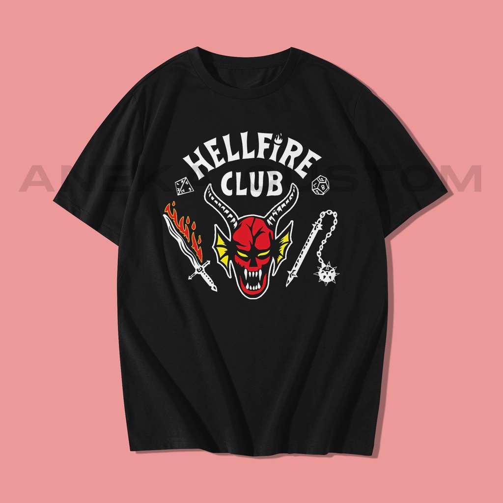 Kaos Hellfire Club Stranger Things Vintage Movie Regular Size Baju T-Shirt Hellfire Club