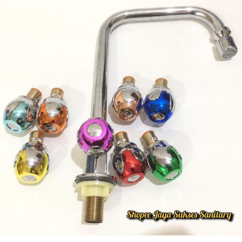 Kran Cuci Piring Kran Sink Meja/Tanam Spout Bulat {L} Stainless 1/2Inch Pegangan Bulat Warna