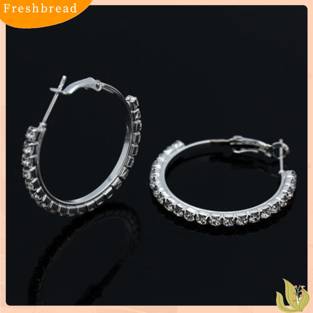 【Fresh】❀Elegant Wedding Bridal Women Large Hoop Circle Shiny Rhinestones Stud Earrings